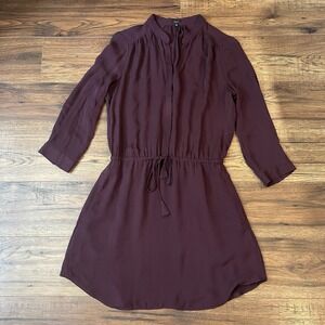 Aritzia Babaton Bennet Dress Purple 100% Silk Tie Waist Pockets Minimalist Lined